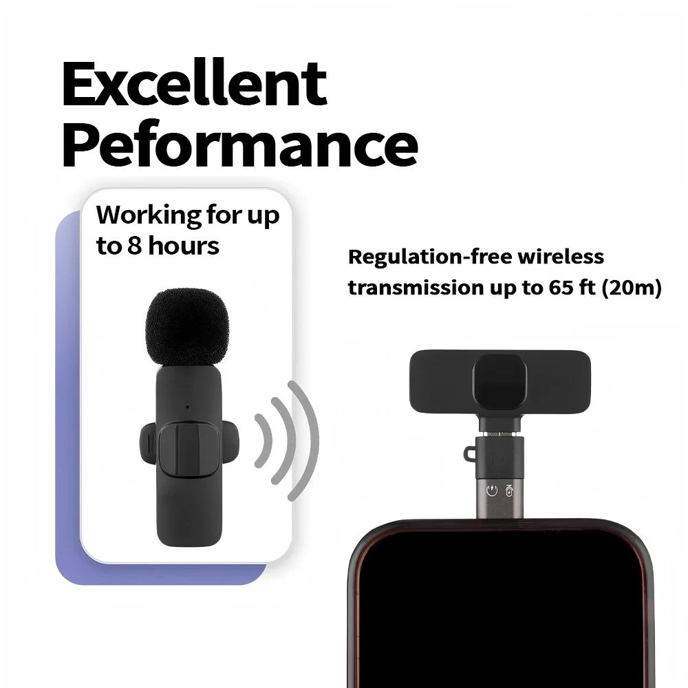 New Wireless Lavalier Microphone Portable Audio Video Recording Mini Mic for Ios Android 3.5mm Live Broadcast Gaming Phone Mic