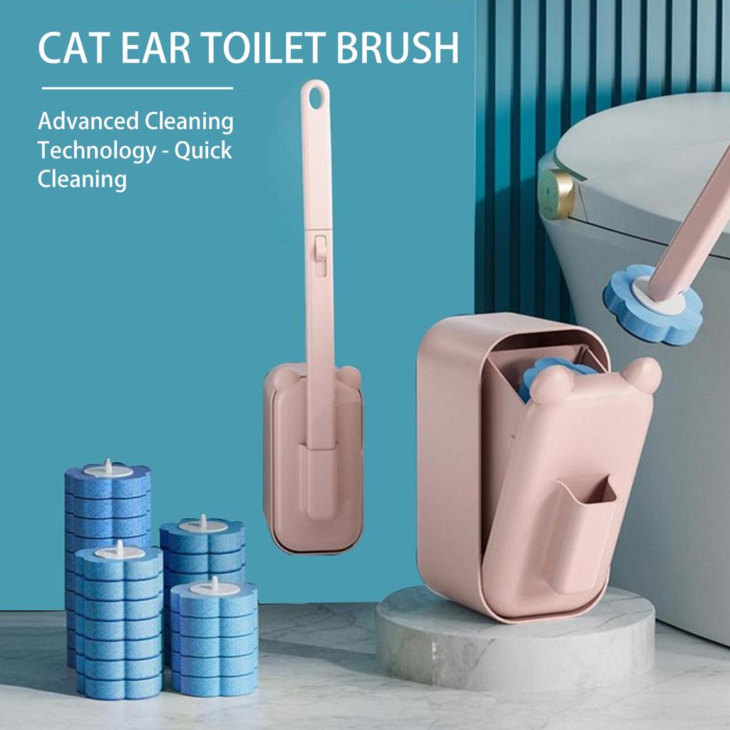 Cleaning Brush Set with 36 Refill Heads and Holder Bathroom Toilet Bowl Cleaner Wand with Long Handle for Deep Cleansing