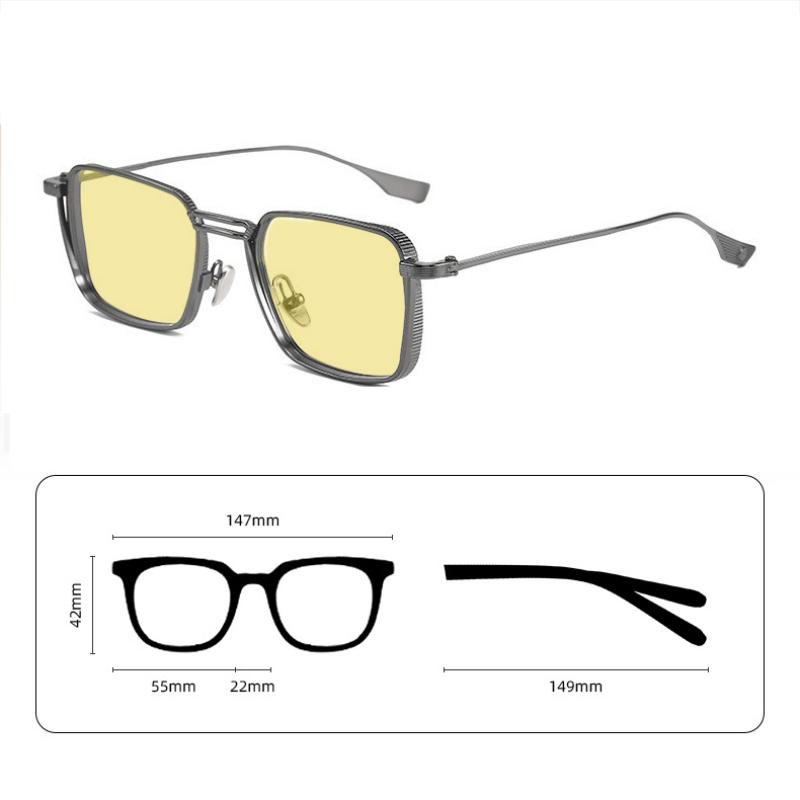 Non-polarized Alloy Night Vision Changing Sun Glasses Women Men Retro Square Large Frame Eyeglasses Female Sunglasses