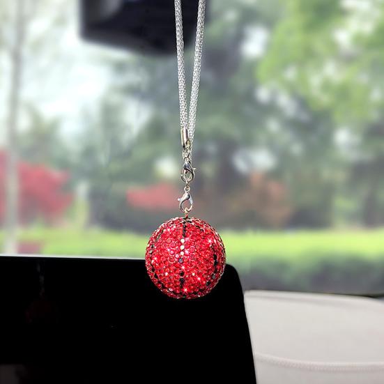 Rhinestone Basketball Car Hanging Ornament Sports Fan Pendant for Rearview Mirror Vehicle Interior Decor Unique Gift for Basketball Fans