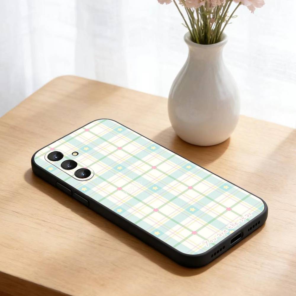Pastel Plaid Pattern Style  Phone Case For Samsung Galaxy A73,A21s,A22,A31,A52,A53,A71,A41Soft Black Shell