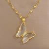 Zircon Butterfly Light Luxury Banquet Wedding Necklace Women'S Versatile Collarbone Chain Titanium Steel Chain
