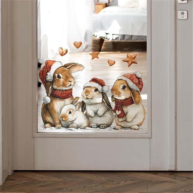 1pc Cute Rabbit Wall Stickers - Family, Self-Adhesive Removable Holiday Decals for Bedroom Living Room Background Walls