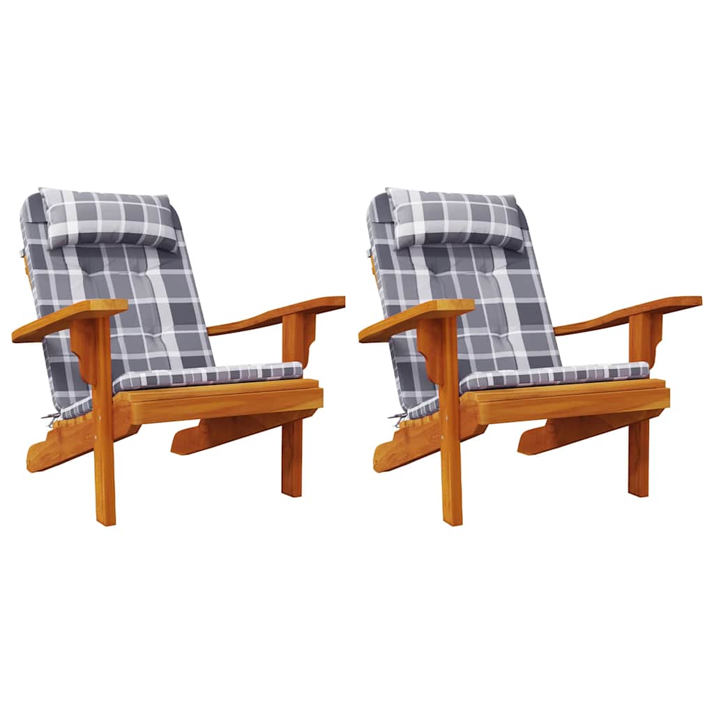 Adirondack Chair Cushions 2 pcs Grey Checkered Pattern Oxford Fabric