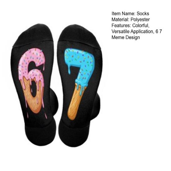 Funny 67 Crew Socks 6 7 Creams Drips Casual Socks Six Seven Meme Socks for Men Women Boys Girls Christmas Gifts