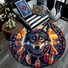 Wolfsgeist Runder Teppich, Teppich für Wohnzimmer Schlafzimmer Sofa Spielzimmer Dekor, Rutschfeste Bodenmatte