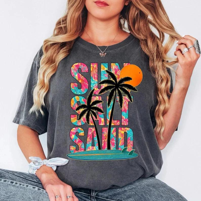 Sun Salt Sand Shirt Beach Vacation Tropical Graphic Tee M