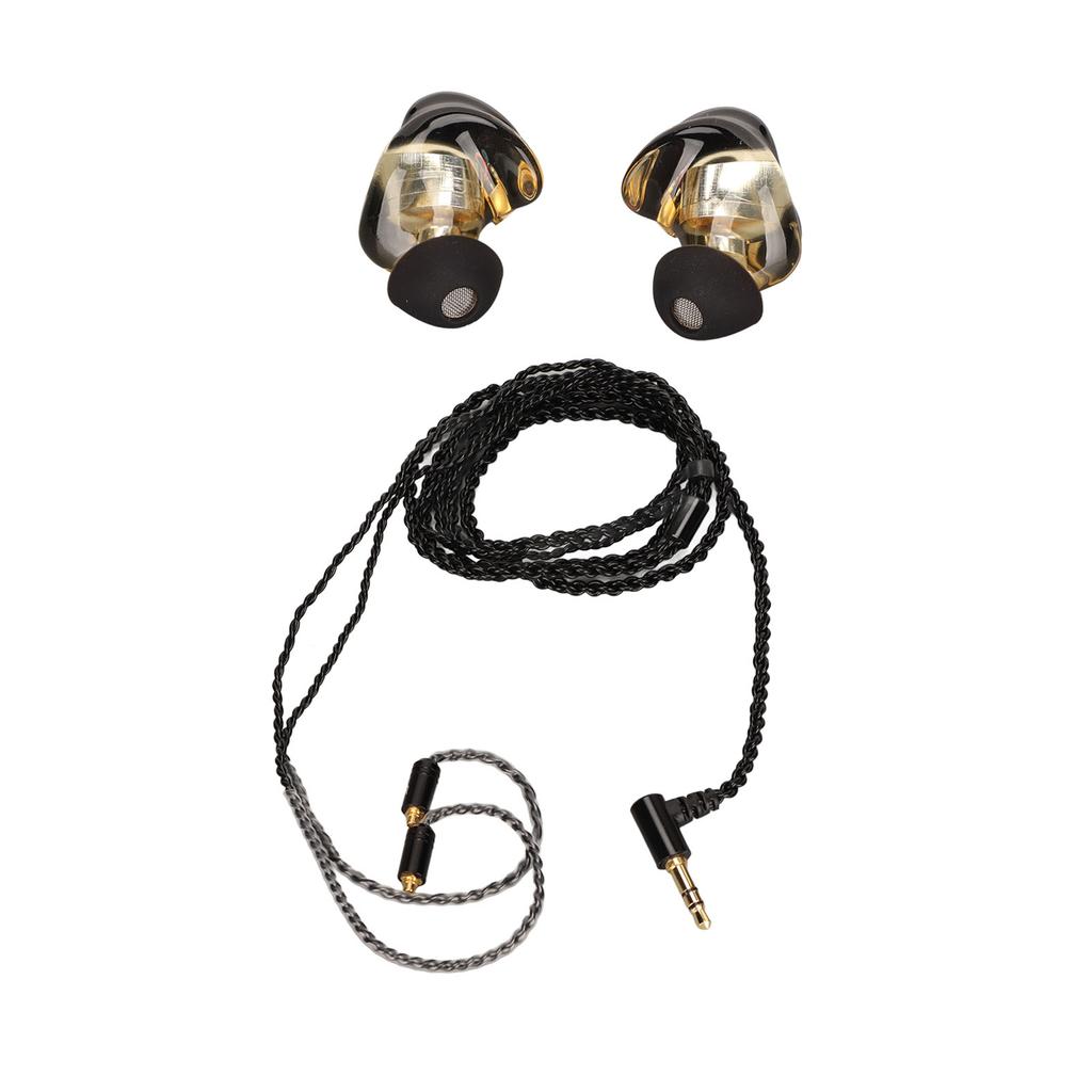 Resin Monitor Earphones Pure Copper Unit Wired Headphone with Connection Cable for Drummer Musician