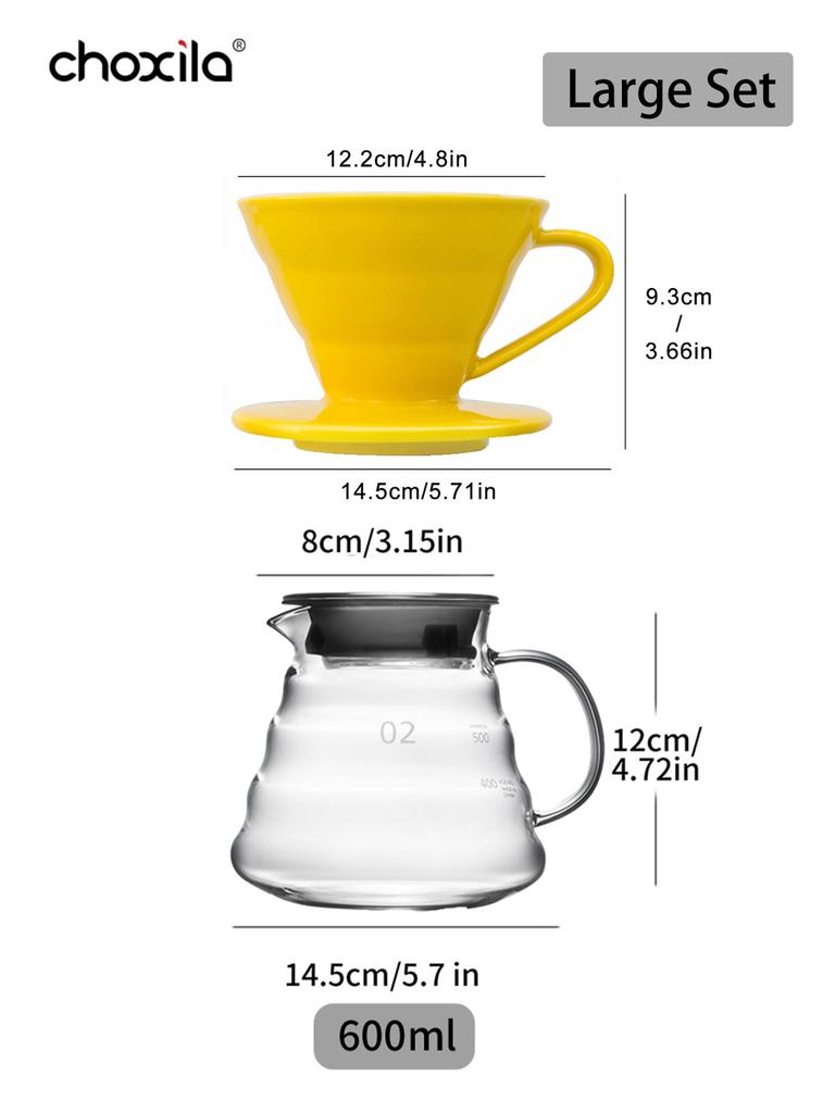 1 ks Keramický kávový dripper, Přelévací kávový filtr, Sdílecí hrnec Drip filtrační kalíšek, Opakovaně použitelný kuželovitý příslušenství k přelévacímu kávovaru