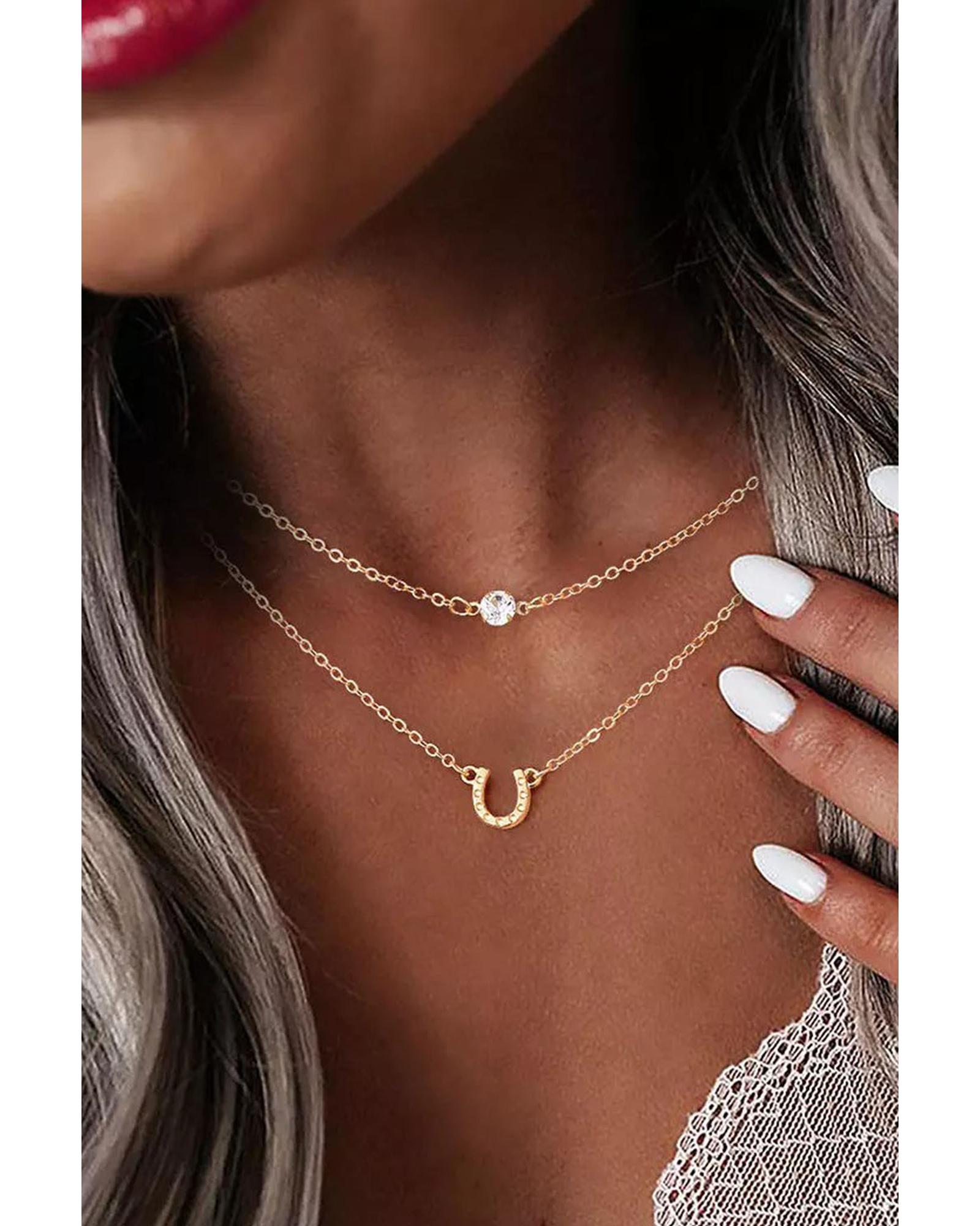 

Azura Exchange Horseshoe Layered Chopped Necklace in Alloy ONE SIZE золотой