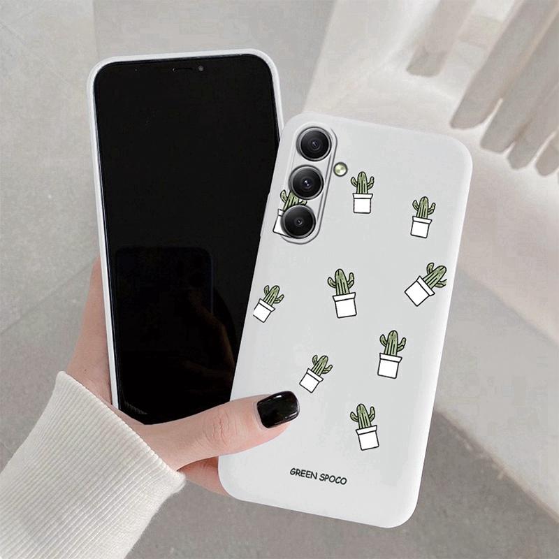 Cactus Patterned Soft Silicone Case For Samsung M35 A55 S24 Xiaomi Redmi Note 13 Poco C65  iPhone 15 Huawei Honor Realme Protective Shockproof Cover