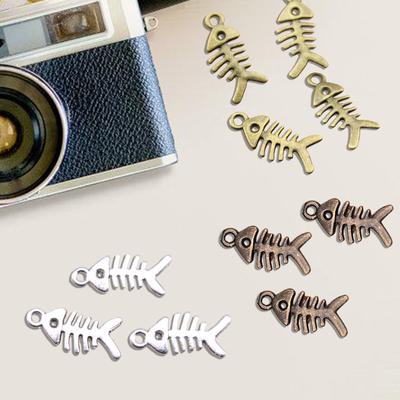 40pcs Fishbone Charm Pendant Accessory for Jewelry Making Vintage Bronze Alloy Fishbone Pendants Craft Supplies