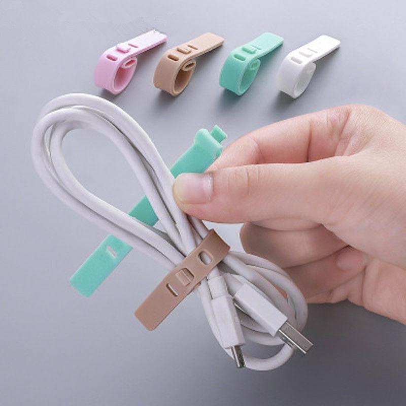 Silicone Data Cable Organizer Headphone Cord Finishing Buckle Wrap Tie Strap