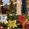 4pcs Christmas Sequin Bows, Xmas Wreaths Mini Bows Christmas Tree Bows Christmas Decorative Bows Ornaments New Year Festive