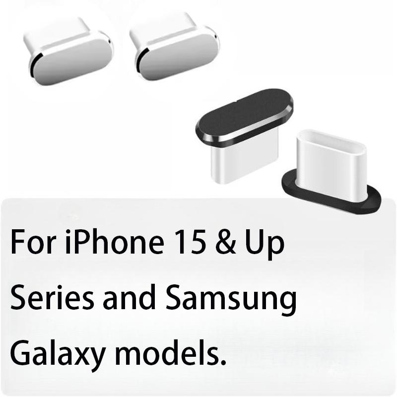 28pcs Universal Phone Dust Plug Set, Type C Port Cover & Speaker Protector For iPhone 15 & Up Series and Samsung Galaxy models.