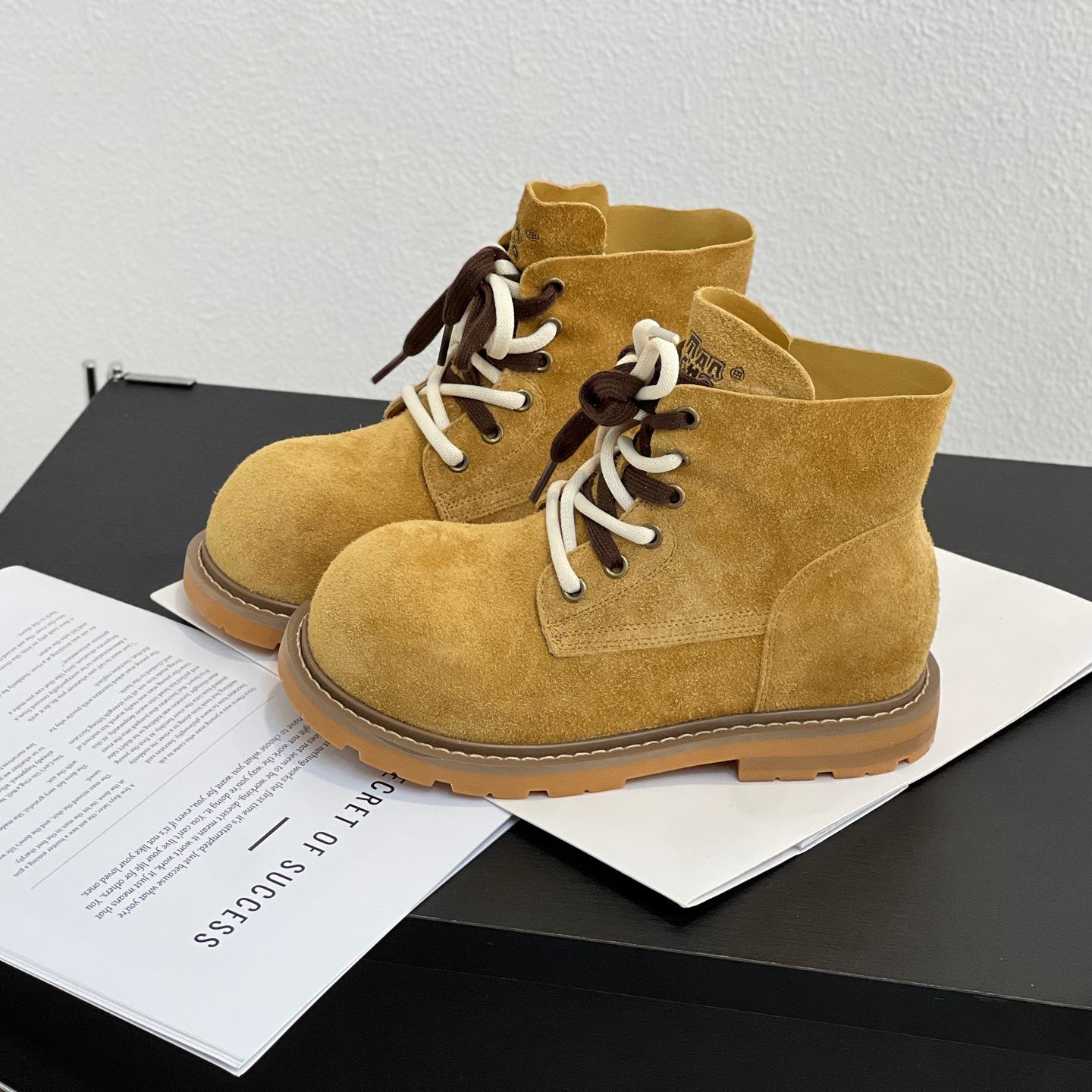 

Мать Судина ростом такая же, как и он, плюс 4 см~ модные ботинки Мартина с контрастной расцветкой и двойными шнурками, короткие, одинарные б 40 кофейный