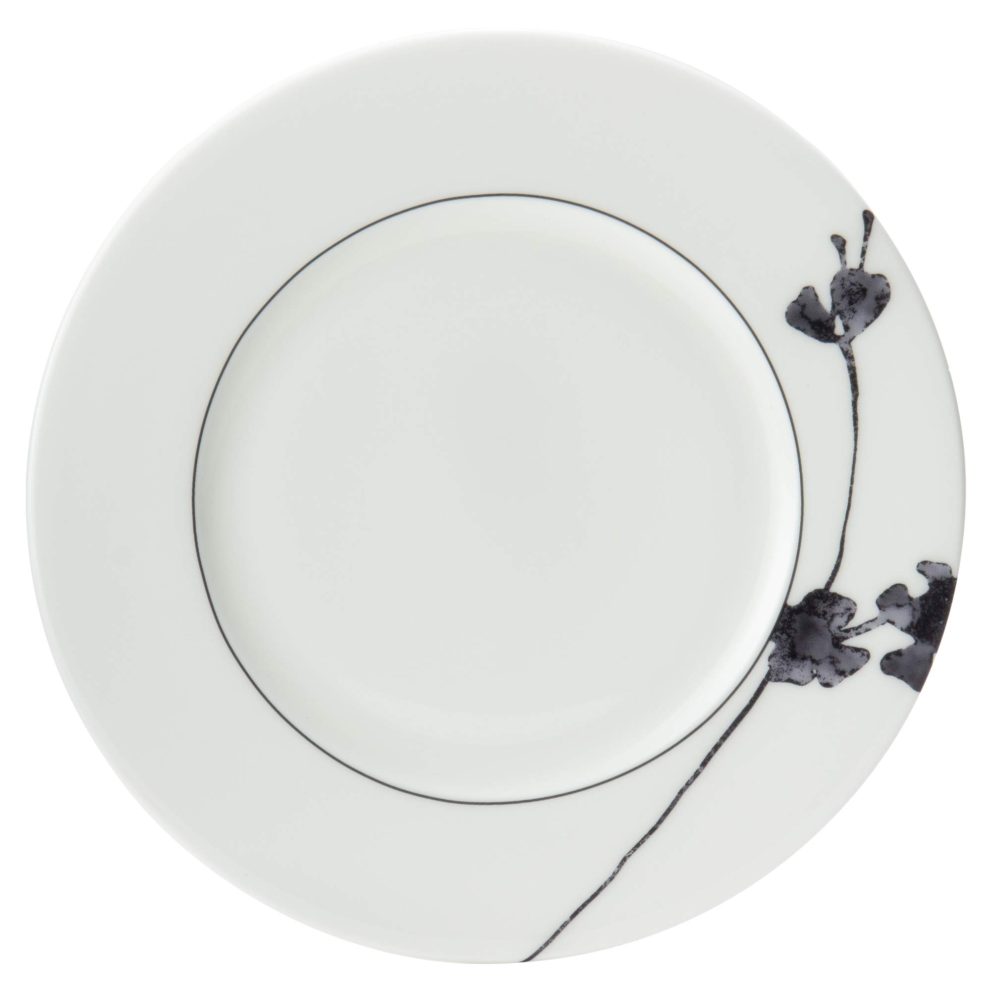 

NARUMI Plate, Black Plant Design, 16cm, Suitable for Bread, Microwave Safe, Made in Japan, 51230-5472