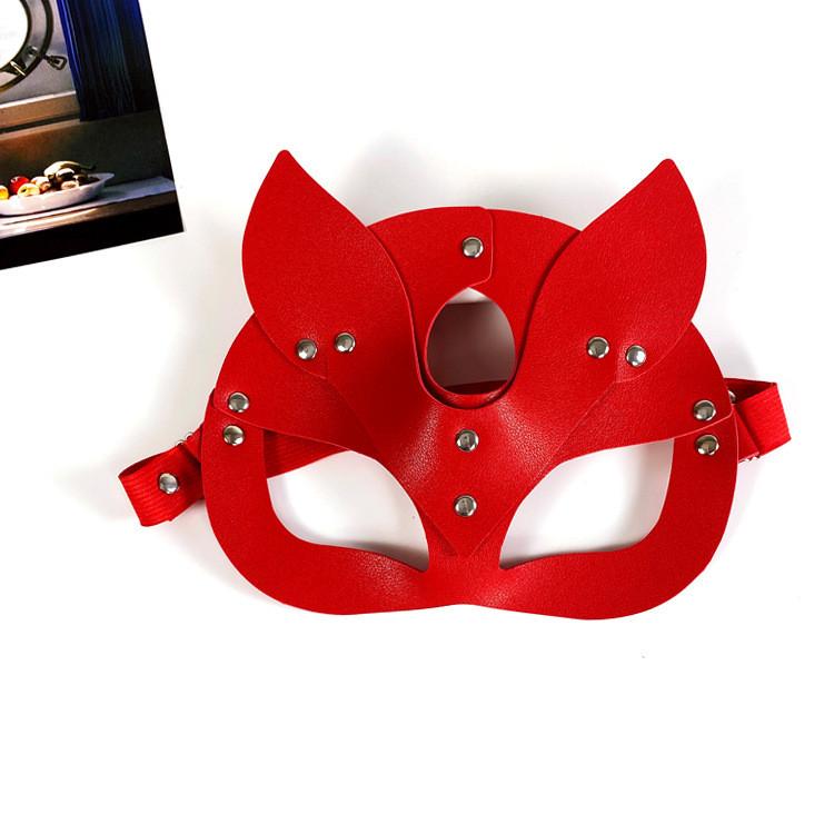 Mask Costume With Cat And Rabbit Designs Leather Material For Halloween Cosplay
