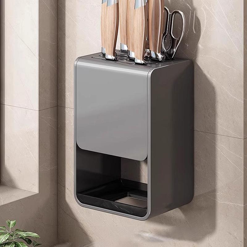 Knife Rack Kitchen Stainless Steel Multi-Functional Wall-Mounted No-Drill Knife Holder