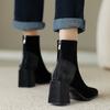 Autumn Vintage Thick Heel Women Ankle Boots Fashion Square Toe Ladies Elegant Mordern Short Booties
