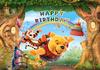 Winnie The Pooh Backdrop Kids Birthday Decoration Background Bear Friend Tiger Vinyl Polyester Photography Decor Props