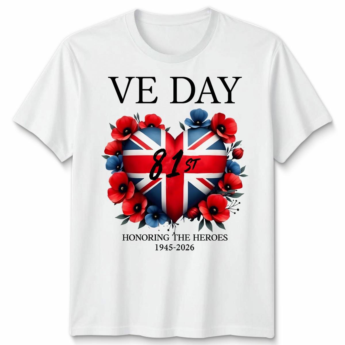 VE Day 81st Anniversary T-Shirt, UK Union Jack, WWII Remembrance, 1945 - 2026 #2 XXXXL