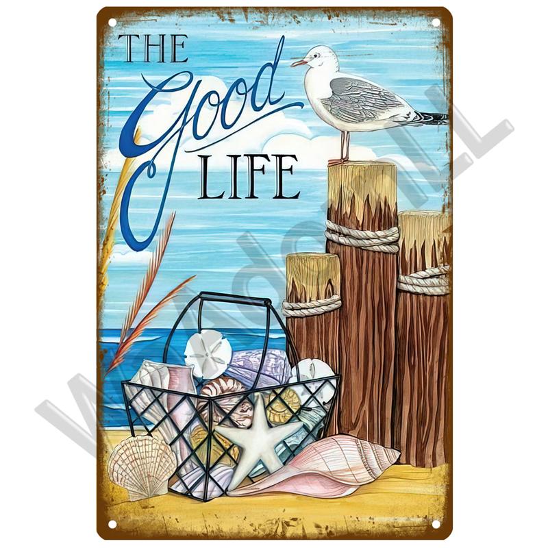 Beach Tin Sign Plaque Metal Sign Vintage Summer Metal Wall Sign Beach Decor For Beach Bar Beach House Seaside Decorative Plate