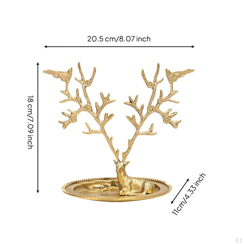 Deer Branching Jewelry Stand Tone Tray Ridged Edge Decor Piece