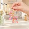 Pocket Keychain Pink Series Pendant, Sequins Heart Initial Letter Charm Key Chain with Everyday Carry Butterfly Tassel Design, A-Z Holder for