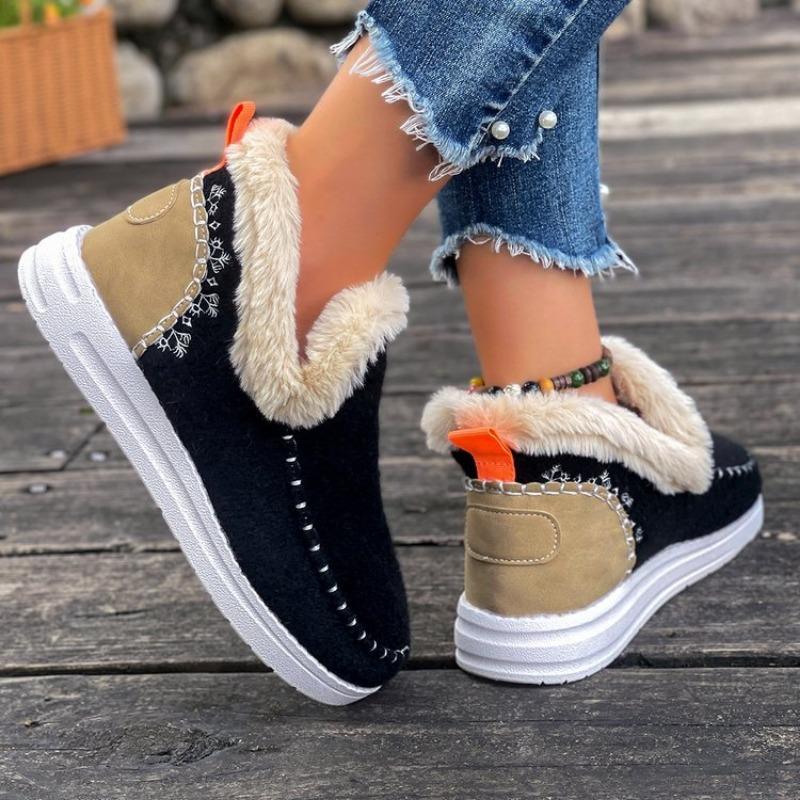 Large Size Snow Boots for Women's Autumn and Winter New Velvet Thickened Lightweight Warm Cotton Shoes for Women
