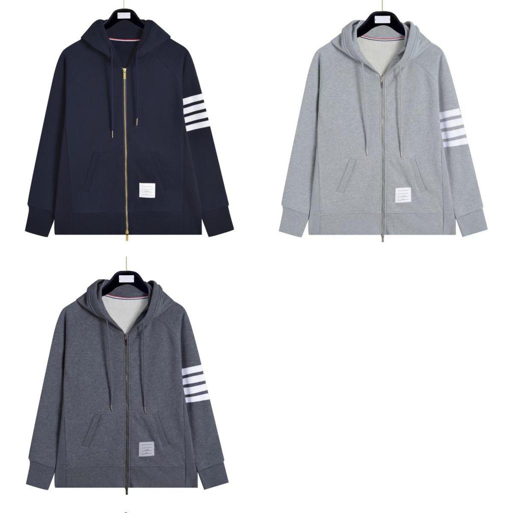 Women's Color-Woven Zipper Hoodie Casual Unisex Hooded Sweatshirt with 4 Stripes