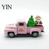 Holiday Truck Statue Christmas Pickup Figurine, Vintage Car with Santa Claus, Ornament Tree, Snowman, Miniature Alloy Vehicle for Party Style Decor