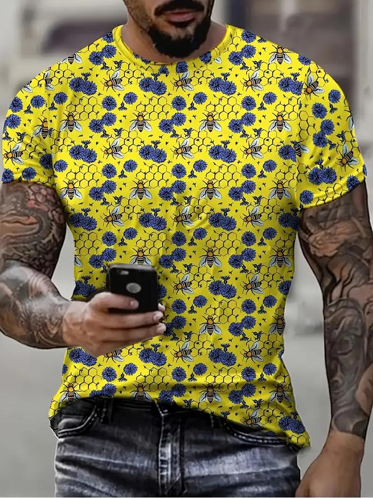 Y2k New Bee Grafik T-Shirt Herren Damen Sommer Lässig Trendy Kurzarm T-Shirts 3D-Druck Tierkleidung Harajuku Kinder Streetwear