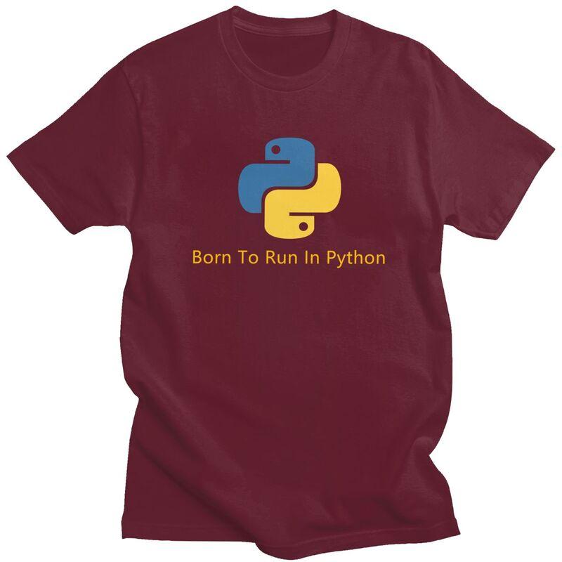 Custom Born To Run In Python Tshirt for Men Short Sleeves Casual T Shirt Programmer Computer Developer Tshirt 100 Cotton Tee