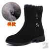 2025 new flat-bottomed snow boots women's cotton boots piled and thickened soft-soled medium boots winter Northeast large cotton shoes short boots