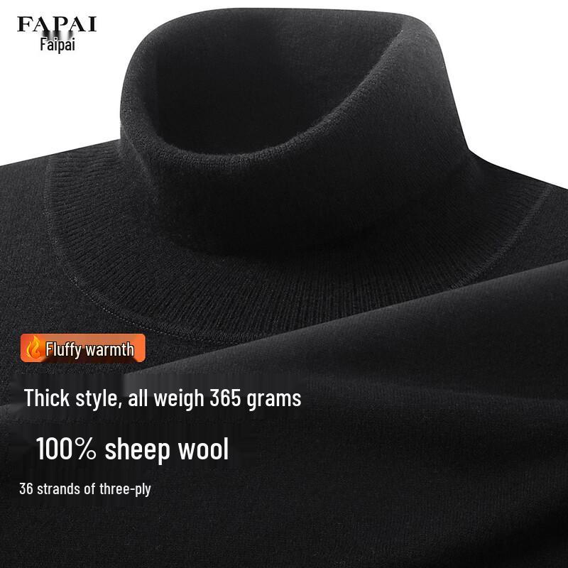 FAPAI Men s Pure Wool Warm Turtleneck Sweater 3XL (56)