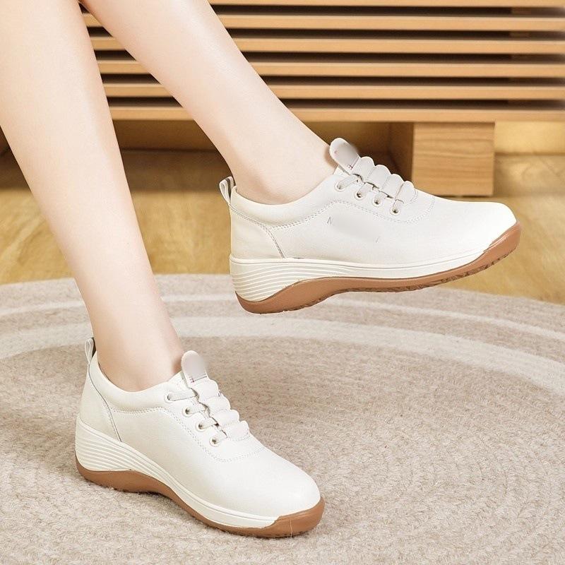 New soft-soled wedge heel one shoe two wear thick-soled small leather shoes lazy bean shoes comfortable maternity shoes