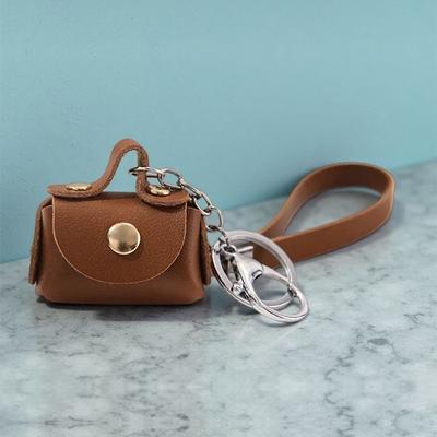 Bolsa Pequeña de Almacenamiento Bolsa para Monedas Mini Bolsa para Auriculares de Cuero PU para Niñas Llavero Colgante