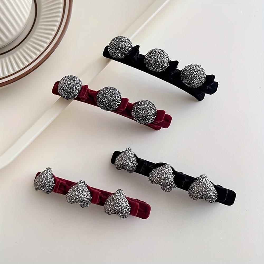 4pcs Flocking Woven Hair Clip Bangs Clip Plush Forehead Clip Side Hair Clip Straight Clip Duckbill Clip Women's Hair Accessory