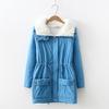 Autumn and Winter Mid-length Tooling Cotton-padded Jacket Women's Drawstring Waist Lamb Velvet Thick Warm Jacket