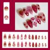 24pcs Amber Rose False Nails Press On Nails With Oil Paint Flower Designs Long Almond Elegant Sizzy Autumn Fake Nails Wearable