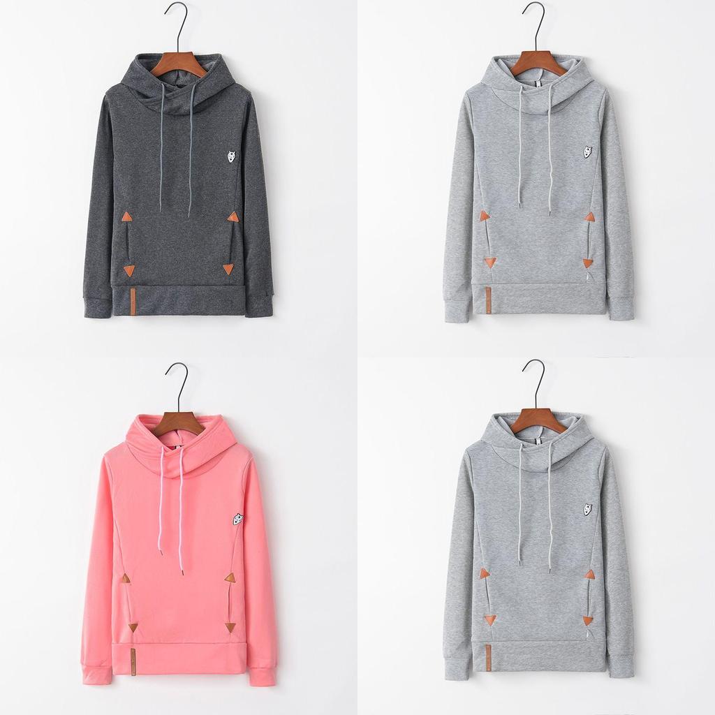 Womens Soft And Comfortable Long Sleeve Hooded Hoodies With Pure Color Sport Coat