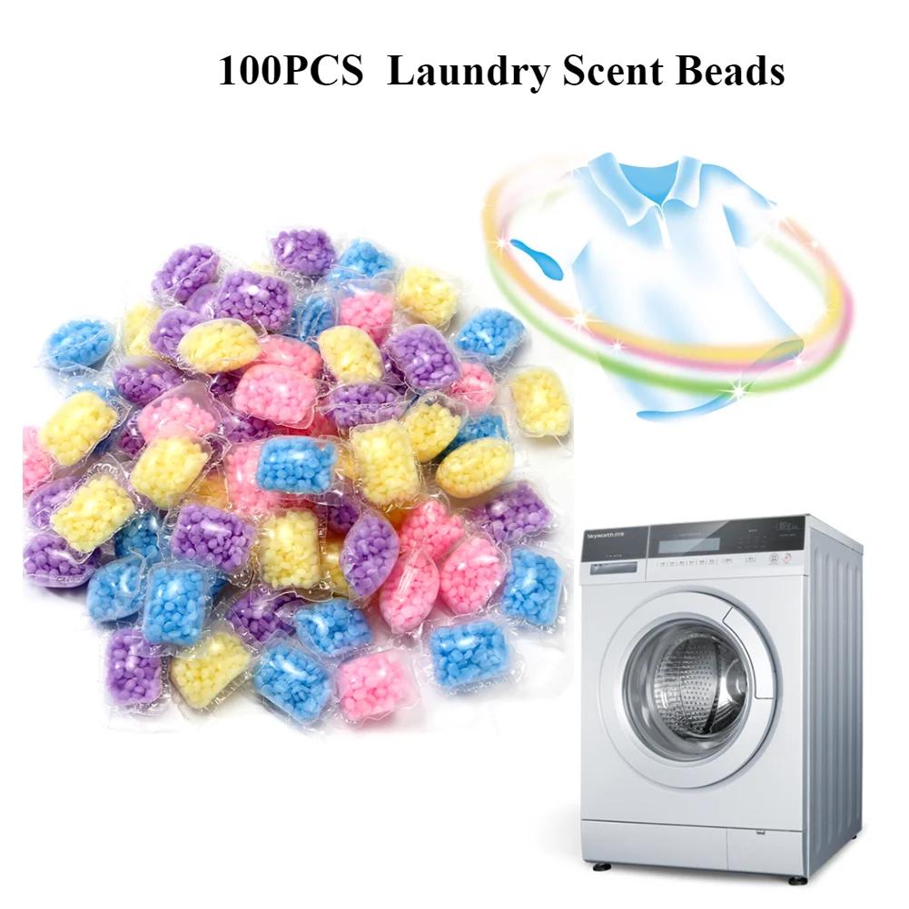 100PCS Laundry Scent Beads Granule Detergent Capsule Ball for Washing Machine Soft Clothing Diffuser Perfum Scent Booster Beads