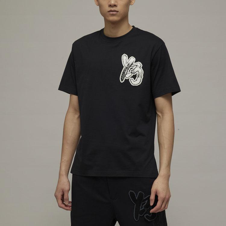 Y-3 SS23 Letter Logo Print Lässiges Rundhals-Kurzarm-T-Shirt Unisex T-Shirts Schwarz IM1790