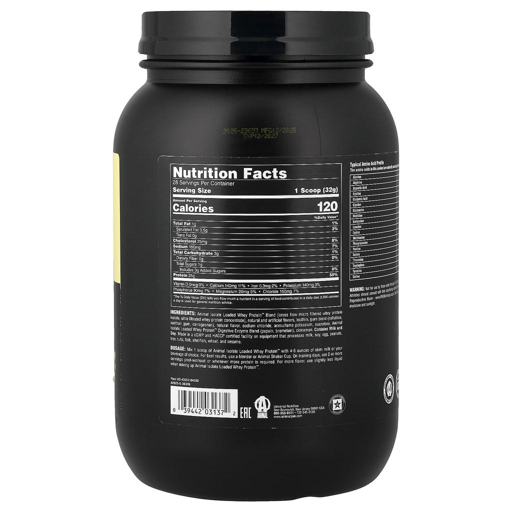 Animal, Isolate Loaded Whey Protein™ Powder, Frosted Cinnamon Buns, 2 lb (907 g)