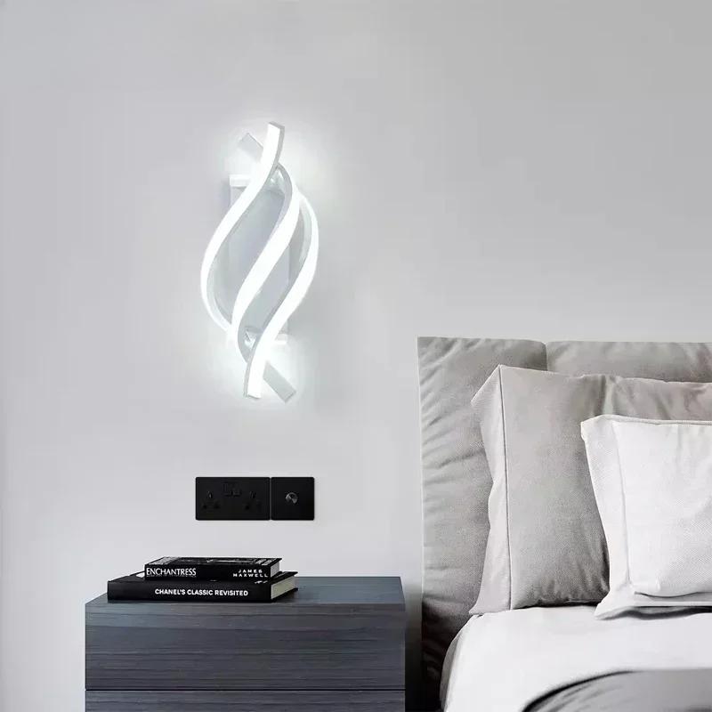 Curved Spiral Design LED Wall Lamp for Bedroom Bedside Corridor Living Room Staircase Corridor Lighting Fixtures