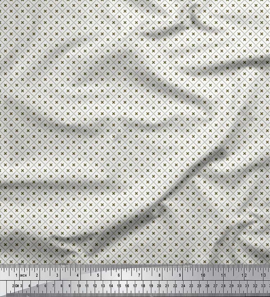 Soimoi Japan Crepe Satin Fabric Check Shirting Print Fabric by Metre 42 Inch