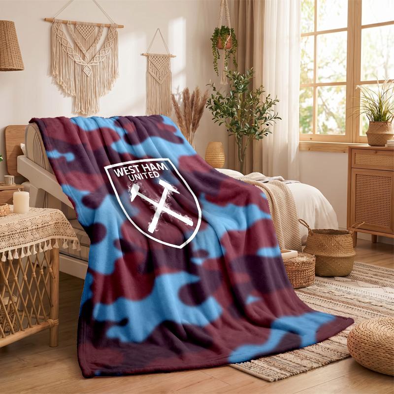 Coperta in Flanella con Stampa West Ham United Calcio Morbida Calda Coperta da Divano Letto per Casa Ufficio Camera da Letto