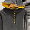 2025 Autumn/Winter Women's Color Block Hooded Velvet Top
