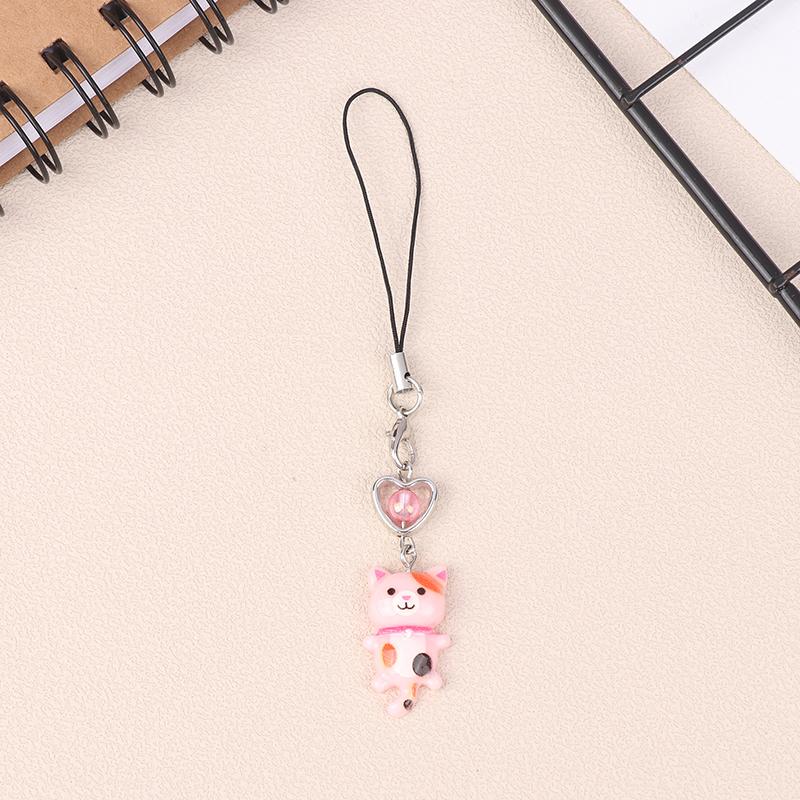 Cat Pendant Cat Phone Strap Cellphone Chain Anti Lost Y2K Phone Charm Key Ring Heart Phone Lanyard Backpack Ornament